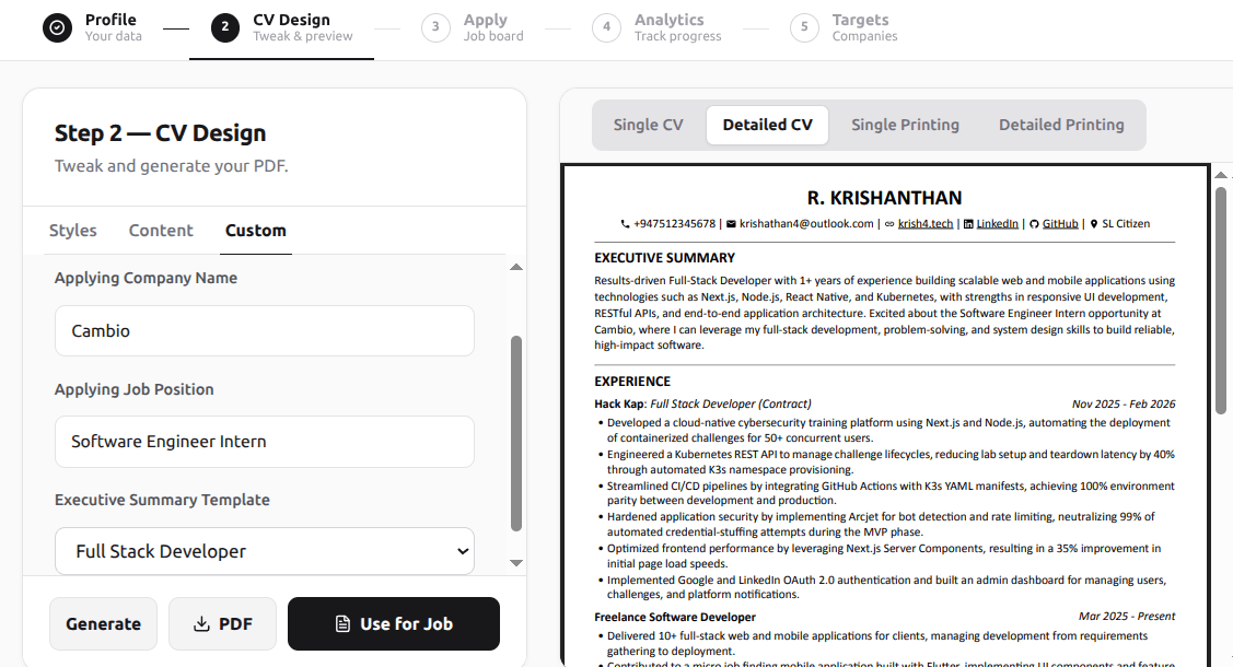 No more juggling through multiple CVs